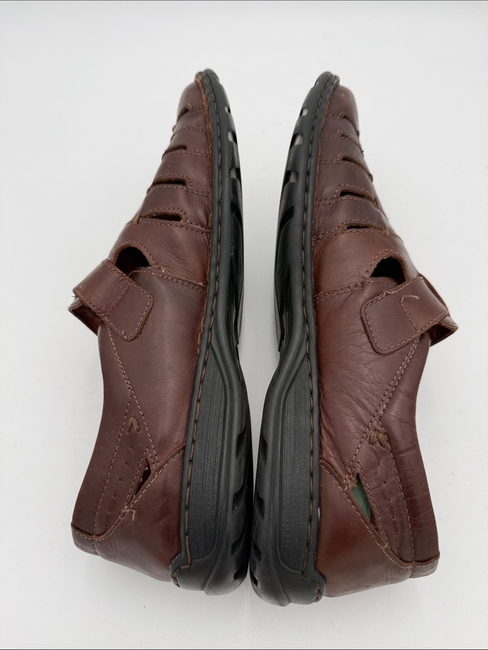 Josef Seibel Men  Dark Brown Leather Slip-On Fisherman 44 Loafers vintage retro - Picture 6 of 10